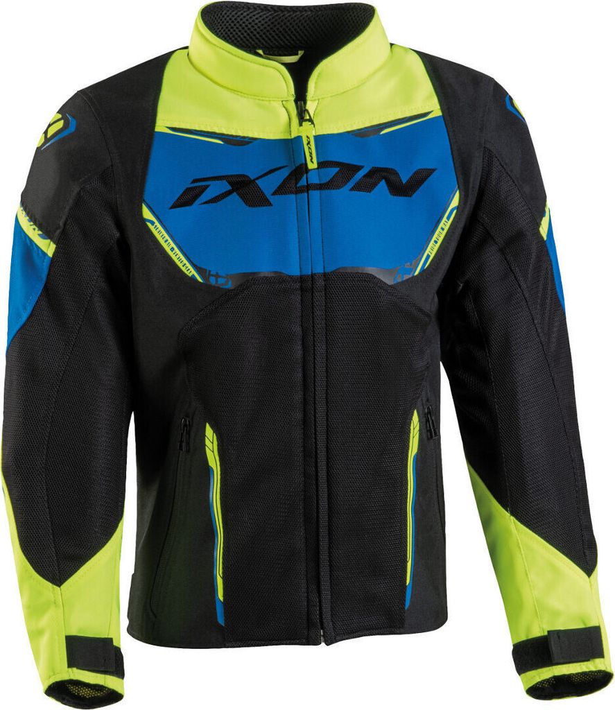 Ixon Striker Air Kinder Motorrad Textiljacke Farbe: Schwarz/Blau/Gelb, Grösse: 8 Jahre
