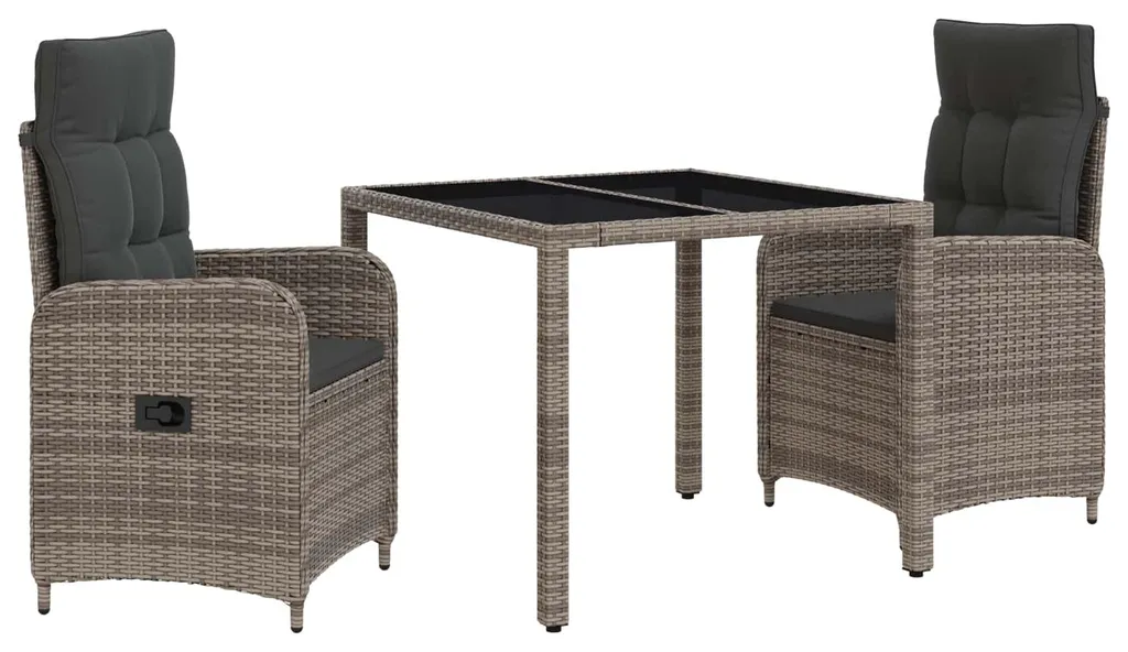Table et chaises pour balcon en rotin PE vidaXL ensemble 3 pièces noir