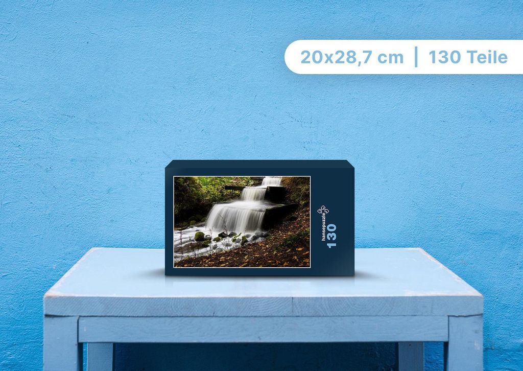 hansepuzzle 108870 - Wasserfall Puzzle, 130 Teile, Natur, 28,7 x 20,0cm mit hochwertiger Aufbewahrung, Kartonbox und wiederverschließbarem Beutel