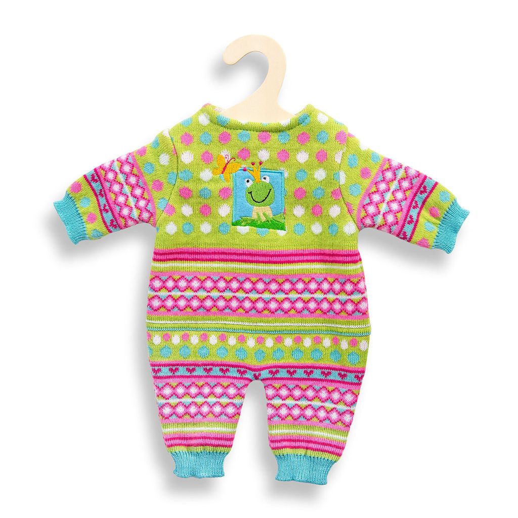 Puppen-Strickstrampler Frosch 28-35cm