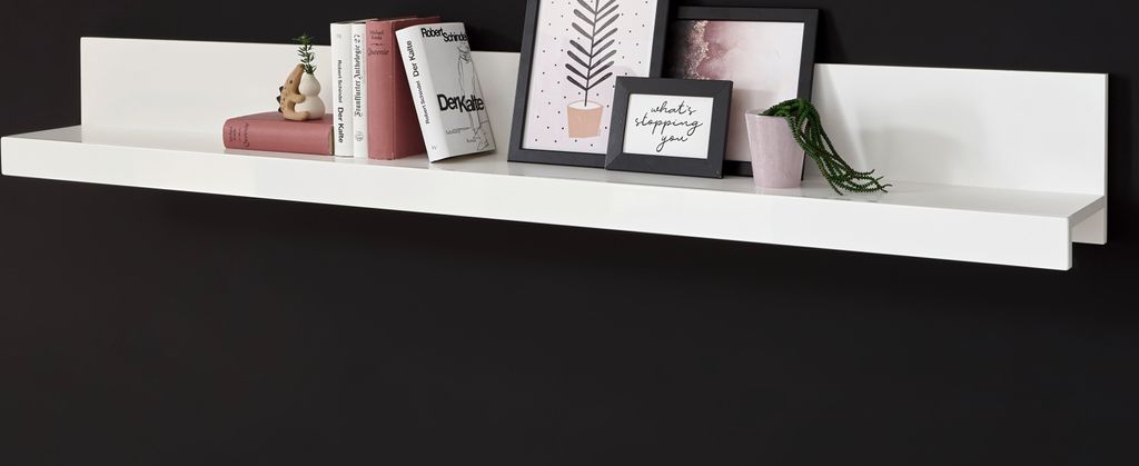 Wandboard "Crucero" weiß Hochglanz Wohn- und Esszimmer Wandregal 180 cm