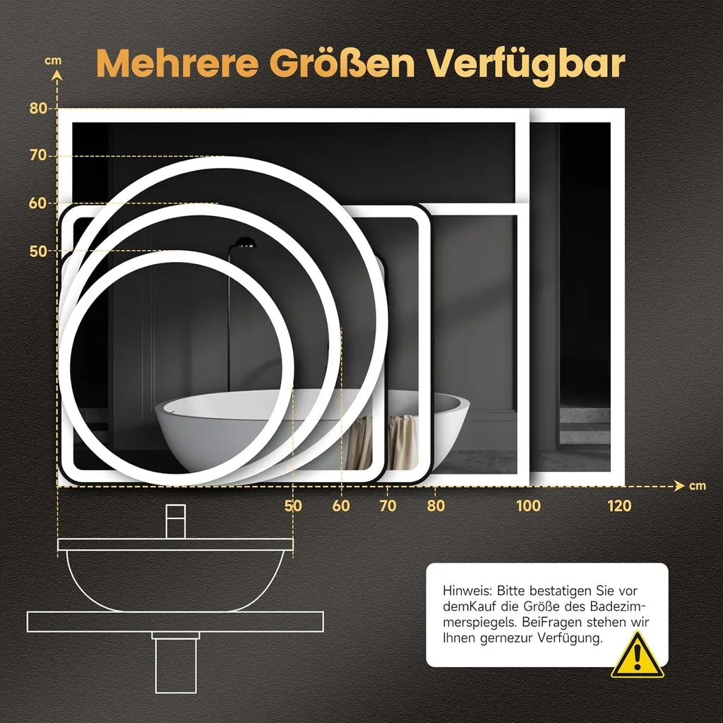 Miroir LED mural rectangulaire 100 x 80 cm avec éclairage et prise - 2