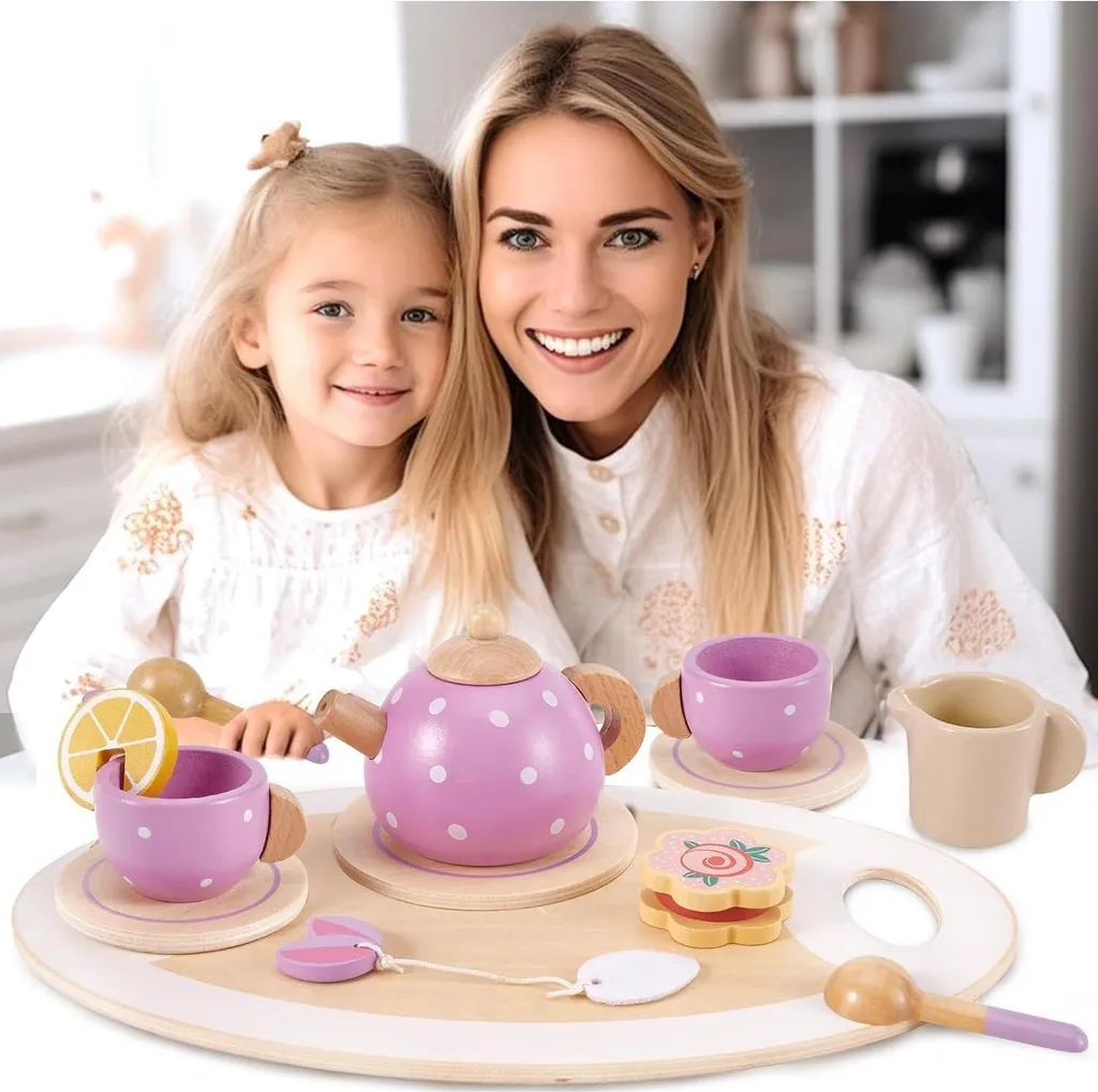 Goûter Dînette Petite Fille 🍵 Service à Thé Pour Enfants – 46 Pièces – Jouet De Cuisine NCKIHRKK – Faisant Semblant – Boîte Cadeau