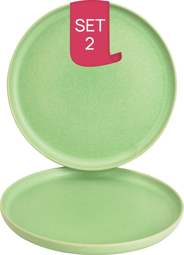 James Cooke Bliss, Teller flach, Ø 28 cm, 2 Stück, hellgrün Steinzeug