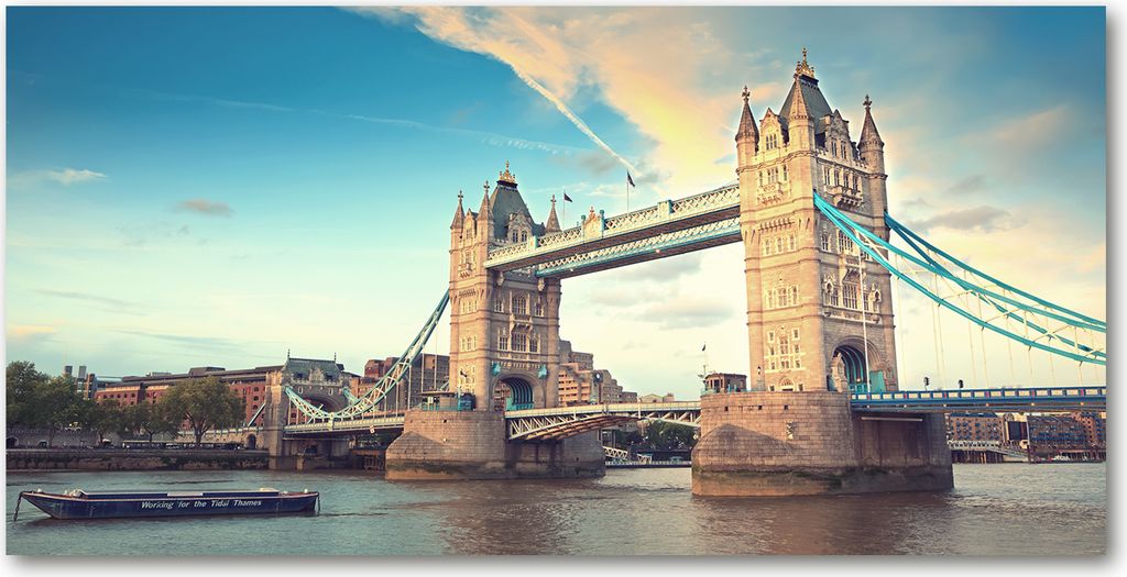 Tulup Leinwandbild -100x50 cm - Wandkunst - Drucke auf Leinwand - Leinwanddruck - Sehenswürdigkeiten & Architektur - Blau - Tower Bridge London