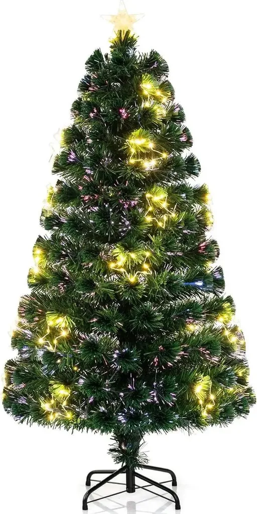 Sapin de Noël lumineux 150 cm avec 24 LED blanc chaud et fibre
