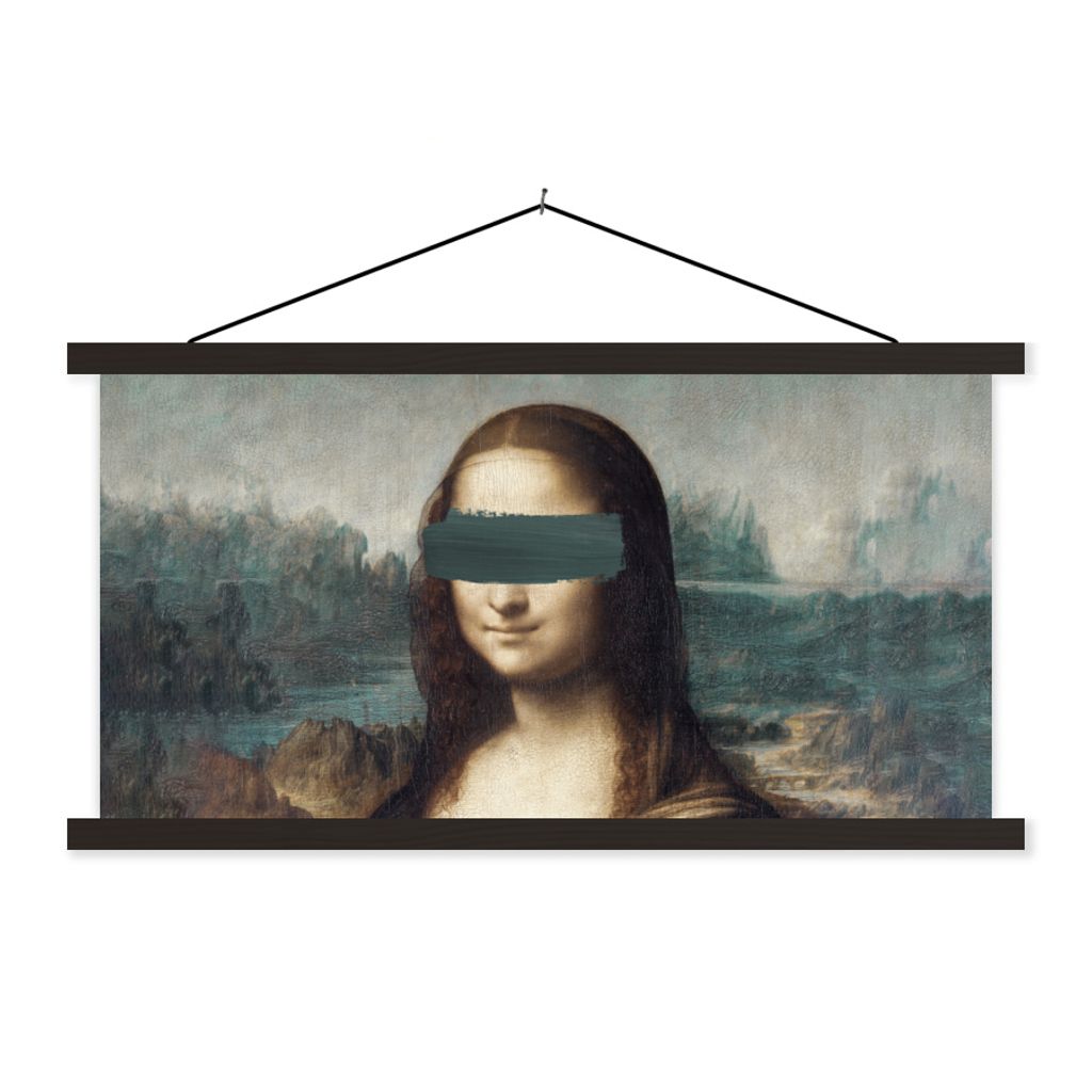 MuchoWow Textilposter Mona Lisa - Da Vinci - Gemälde 60x30 cm mit schwarzem Rahmen - Textilien