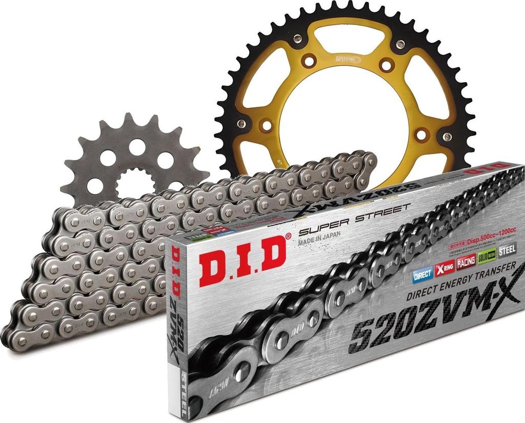 Kit Stealth (gold) passend für KTM EGS620 LC4-E Adventurer ... 17-45-118 DID520ZVM-X Niet