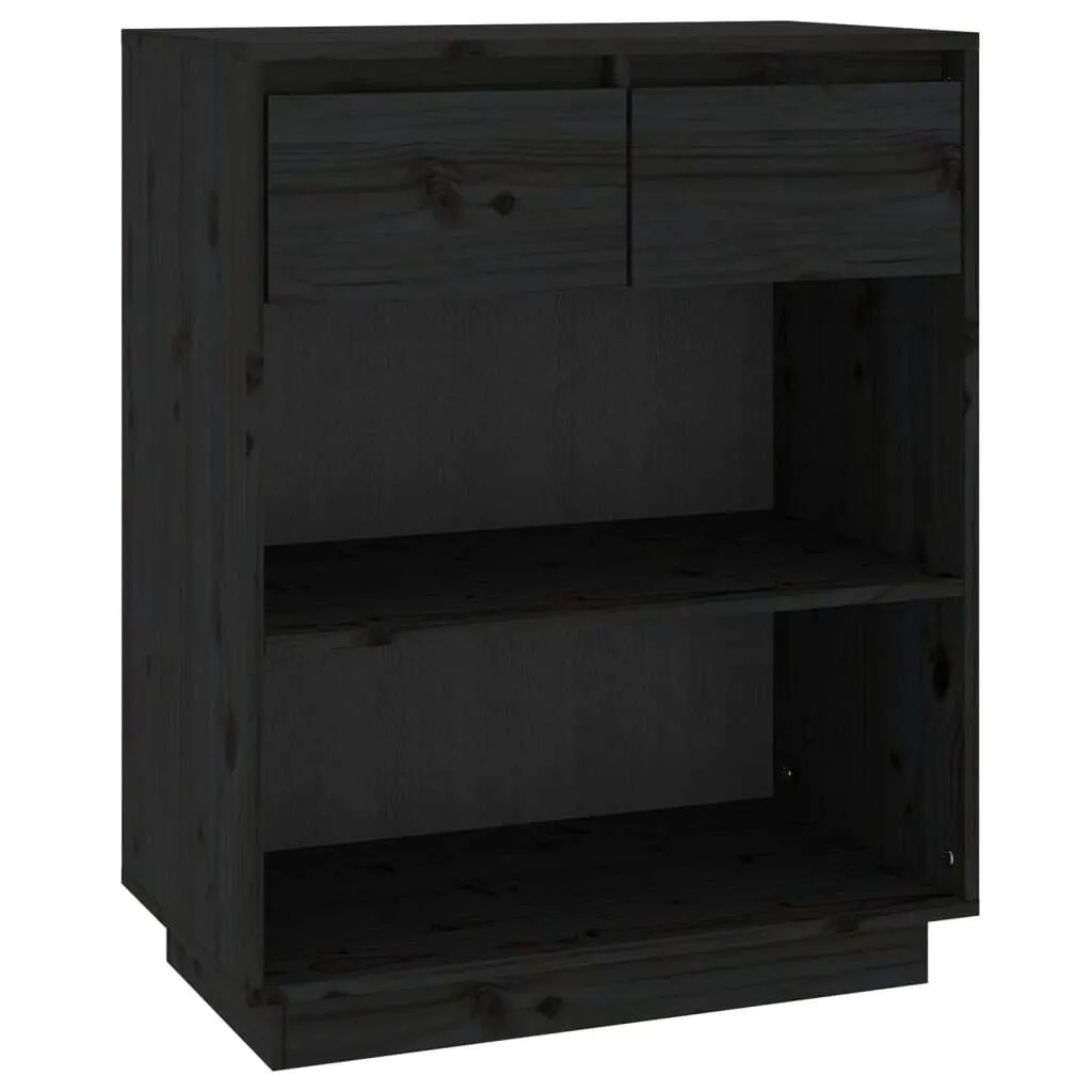 Mobile Consolle SYFAX™ Nero 60cm - Legno Pino Massello Minimalista