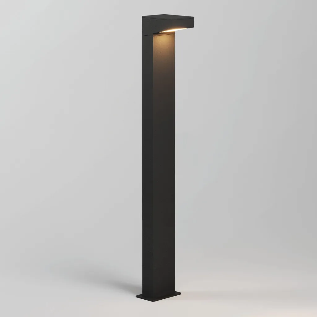 Luminaire de Jardin Borne LED 90cm 13W Design Asymétrique Noir Mat