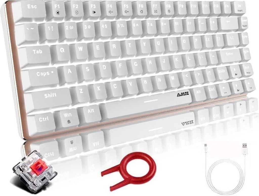 Hoopond AK33 Mechanische Gaming Tastatur Weiße LED-Hintergrundbeleuchtung,USB-Kabel, 82 Tasten, Kompakte Mechanische Tastatur mit Anti-Ghosting-Ta...