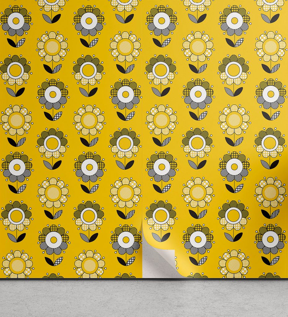 ABAKUHAUS Sunflowers abziehbare & klebbare Tapete für Zuhause, Spring Garden Floral, selbstklebendes Wohnzimmer Küchenakzent, 33 cm x 180 cm, Mus...