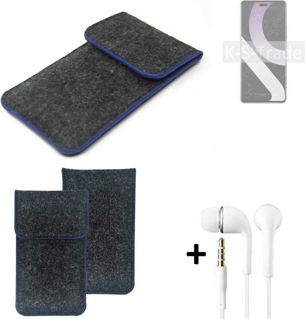 K-S-Trade Handy Schutz Hülle kompatibel mit Xiaomi Civi 2 Schutzhülle Handyhülle Filztasche Pouch Tasche Case Sleeve Filzhülle dunkelgrau, blauer