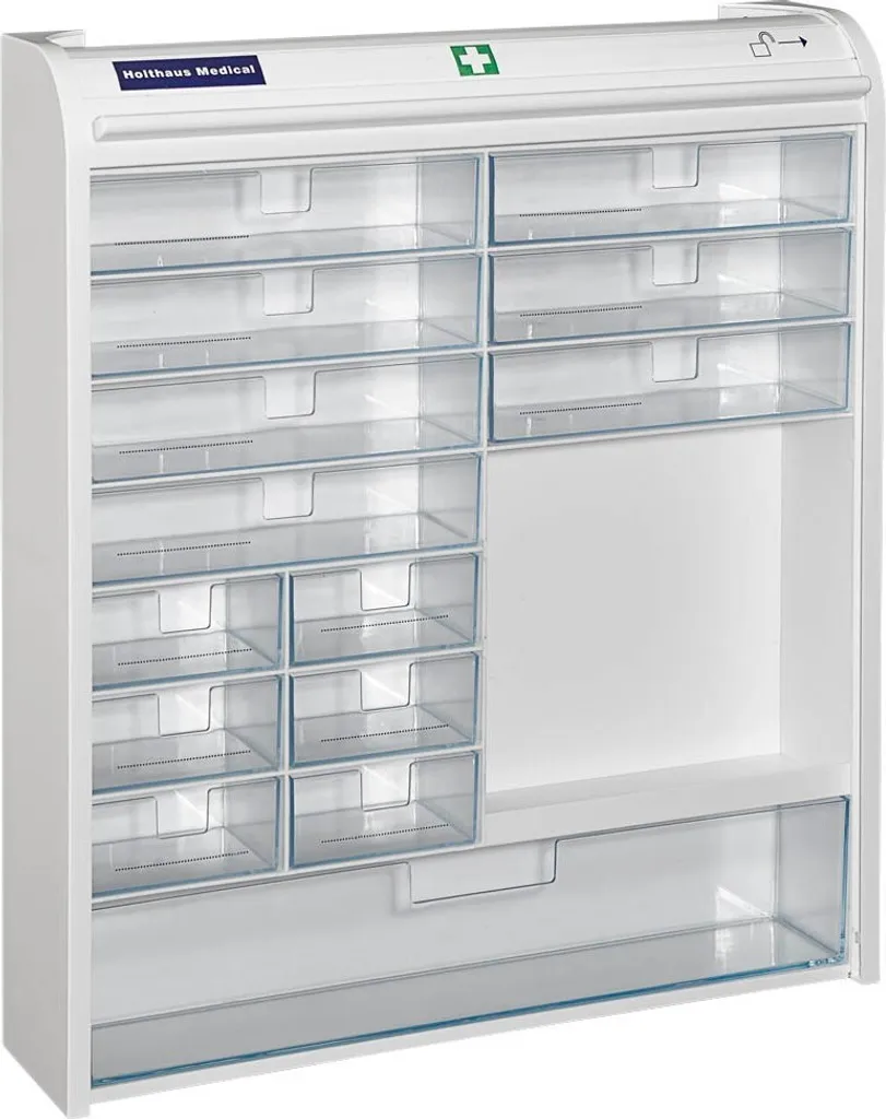 Armoire à pansements Holthaus Medical 66060 vide en métal blanc résistant