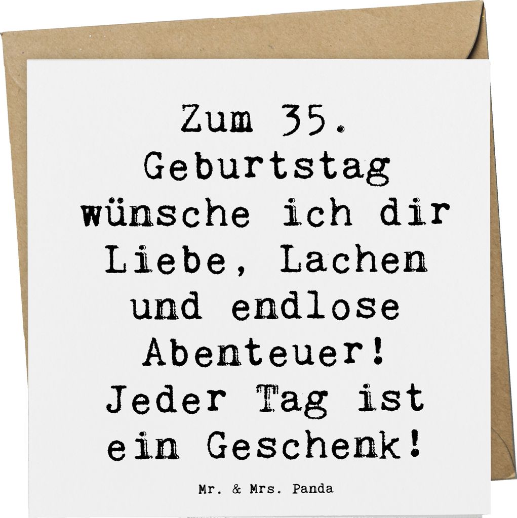 Mr. & Mrs. Panda Grußkarte Spruch 35. Geburtstag - Weiß - Geschenk, Klappkarte, Inspiration, Alter, faltkarte, Lächeln, doppelkarte, besondere F...