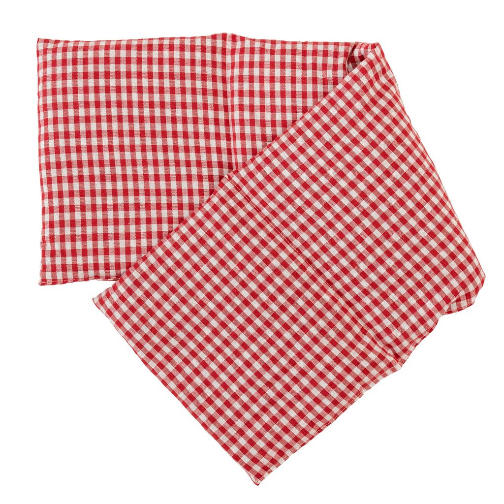 4-Kammer Bio-Dinkelkissen 20x60cm - Wärmekissen, Körnerkissen für Mikrowelle und Backofen, Bio-Dinkel, rot-weiß
