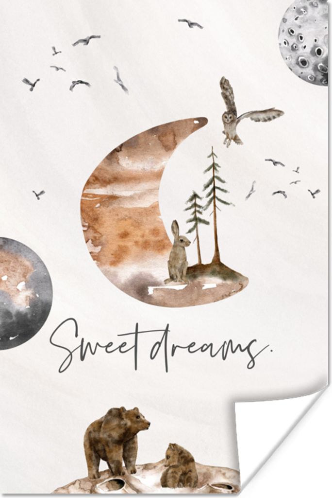 MuchoWow Poster Zitate - Kinder - Sprichwörter - Süße Träume - Jungen - Mädchen - Kinder 20x30 cm - Papierdruck