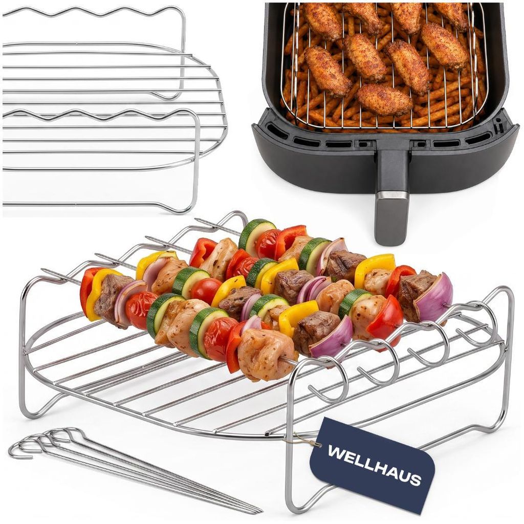 WELLHAUS Airfryer Grillrost mit Spießen für 5L Produktbild 