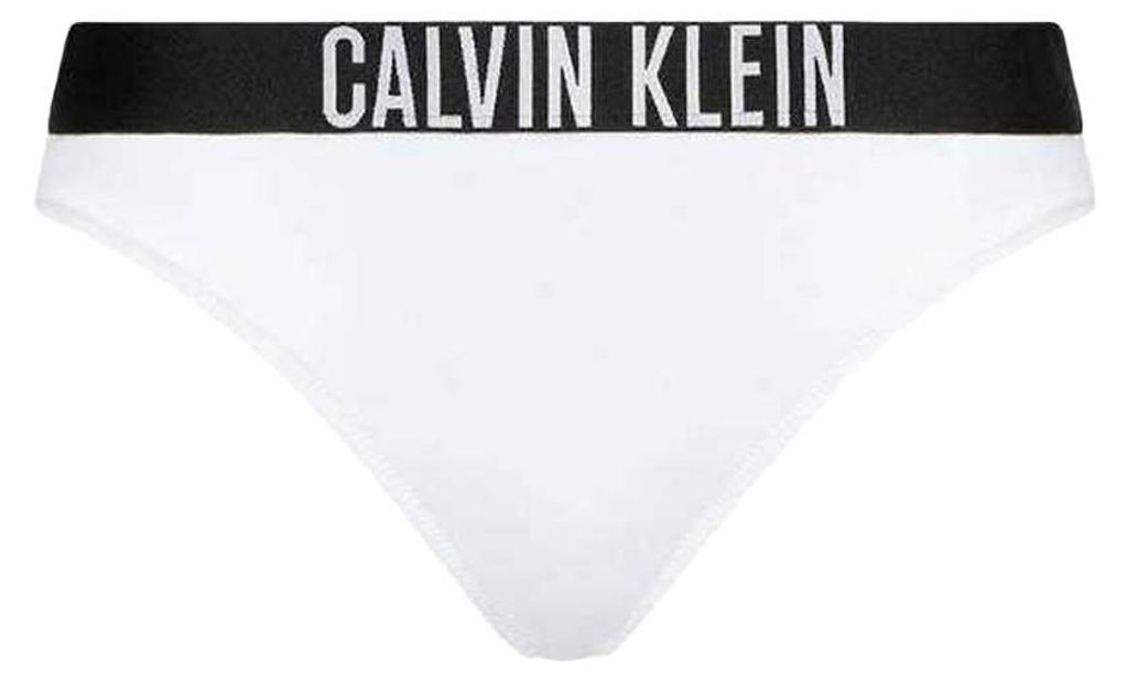 Calvin Klein - Bikinihöschen für Damen, Kontrastfarbener Bund NA473 (M) (Weiß)