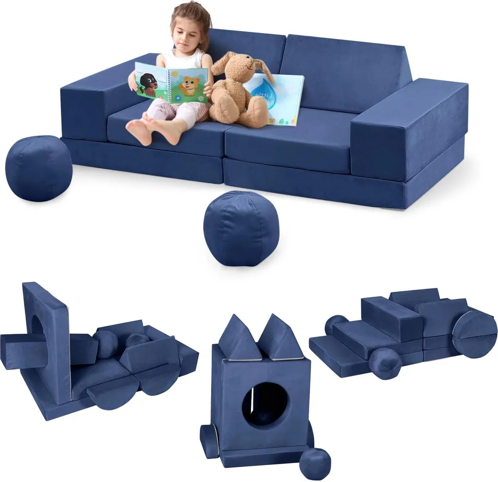 Canapé enfant modulable 12 pièces : fini le désordre, jouez enfin