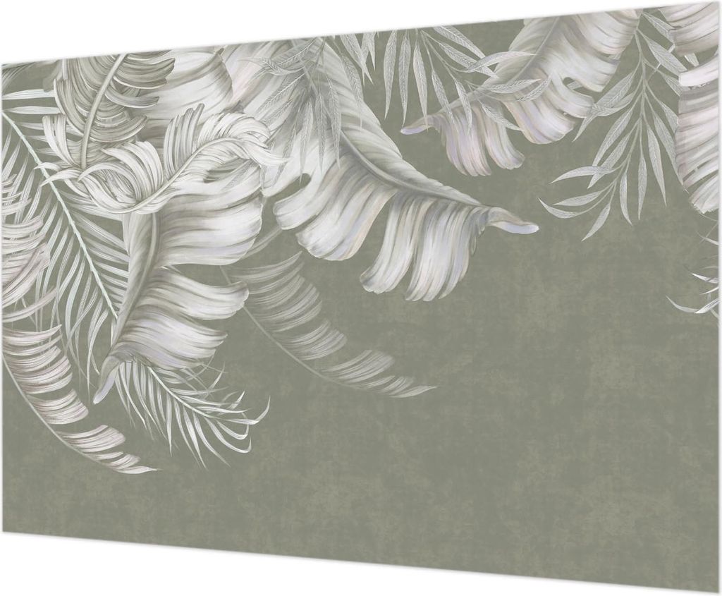 Wandtapete - Dekorative Tapete für Wohnzimmer - Tapetenfolie für Wanddekoration - 312x219 cm - Zarte Blätter