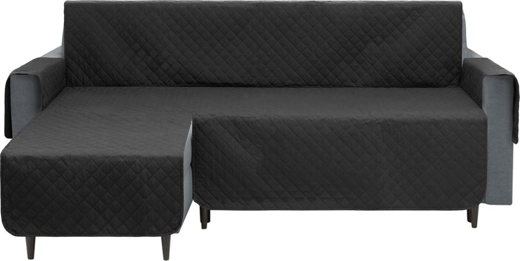 Sitzbezug zum Schutz vor Verschmutzung durch Kinder und Haustiere, Hunde, mit Tasche,Gesteppt, Reversible, für das linke Ecksofa 255 x 240 cm, Sch...