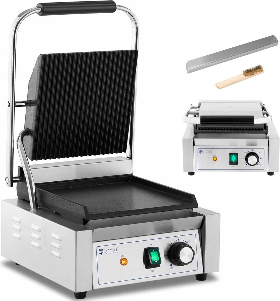 Elektro-Kontaktgrill, glatte und gerillte Platte, 23 x 22 cm, 1800 W