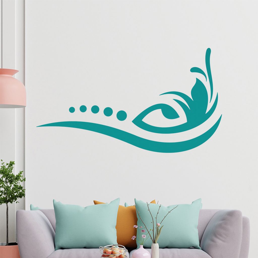Blume - Linien Punkte Wandtattoo in 6 Größen - Wandaufkleber Wall Sticker - Dekoration, Küche, Wohnzimmer, Schlafzimmer, Badezimmer