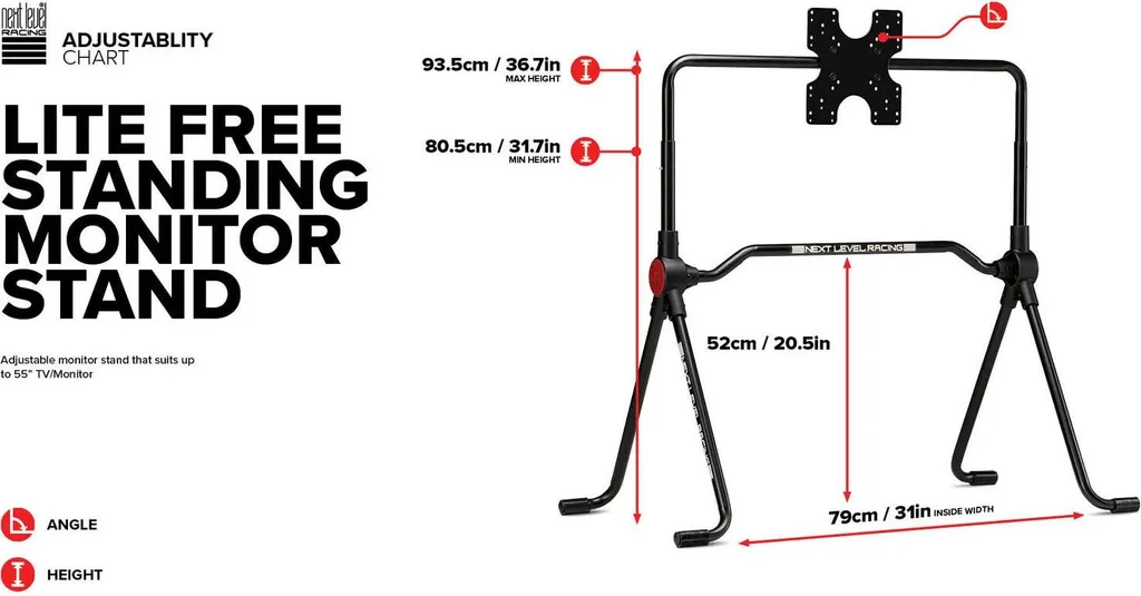Support de Moniteur Simracing Autoportant pour Écran LED 55 Pouces Lite - 12