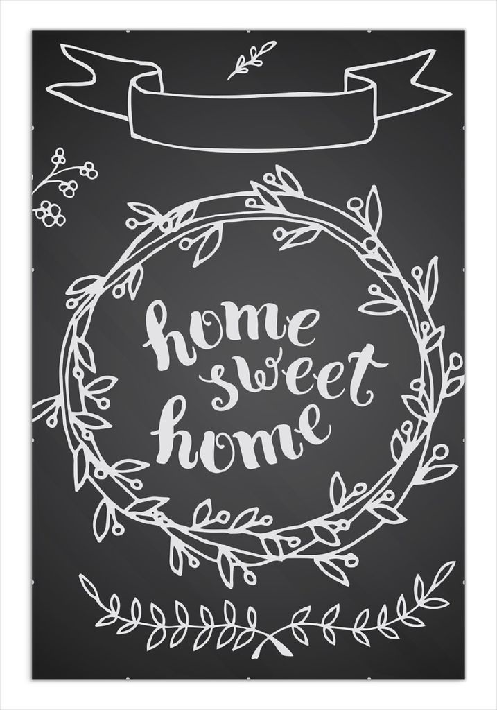 Wallario Wandbild Home sweet Home  Weiß auf Schwarz, Größe: Produktbild 
