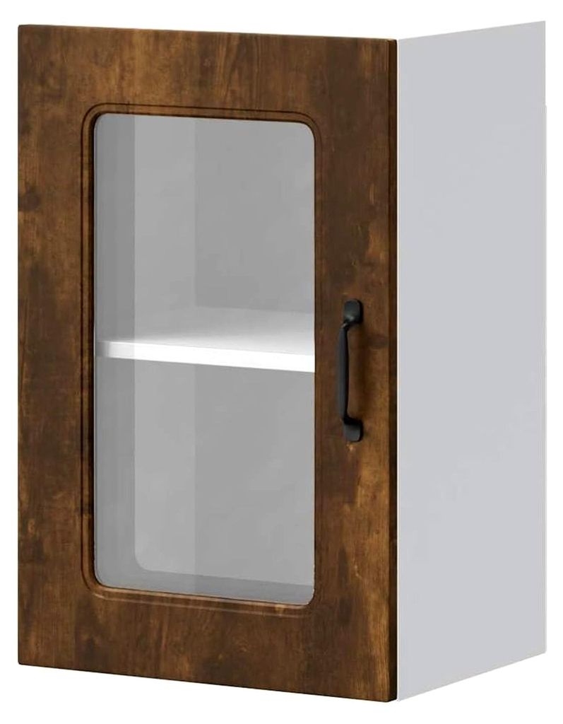 Tomostar Küchenoberschrank, Hängeschrank, Küche, Wandschrank mit Glastür Kalmar Raucheiche, 40 x 31 x 60 cm