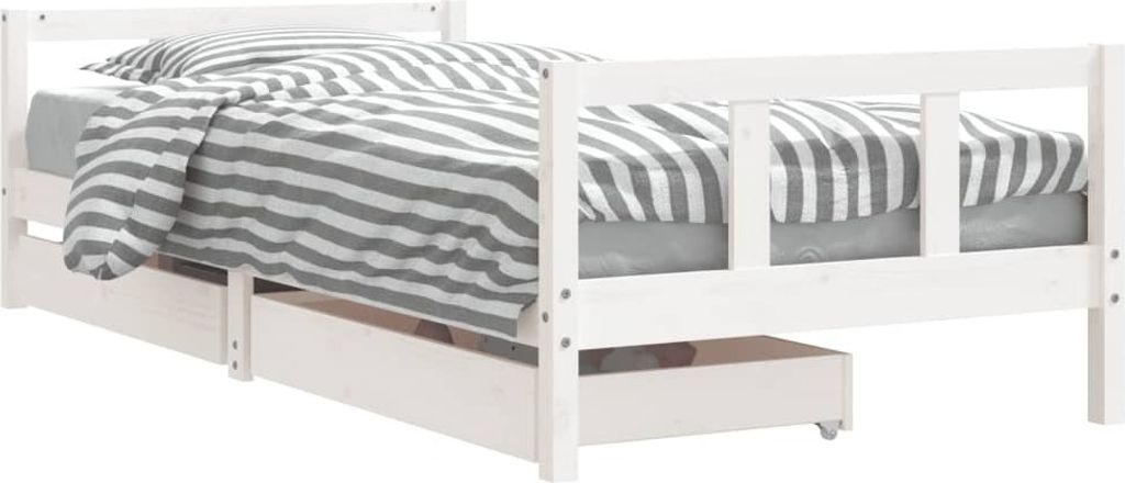 vidaXL Lit d'enfant avec tiroirs blanc 90x200 cm pin massif Image du produit 