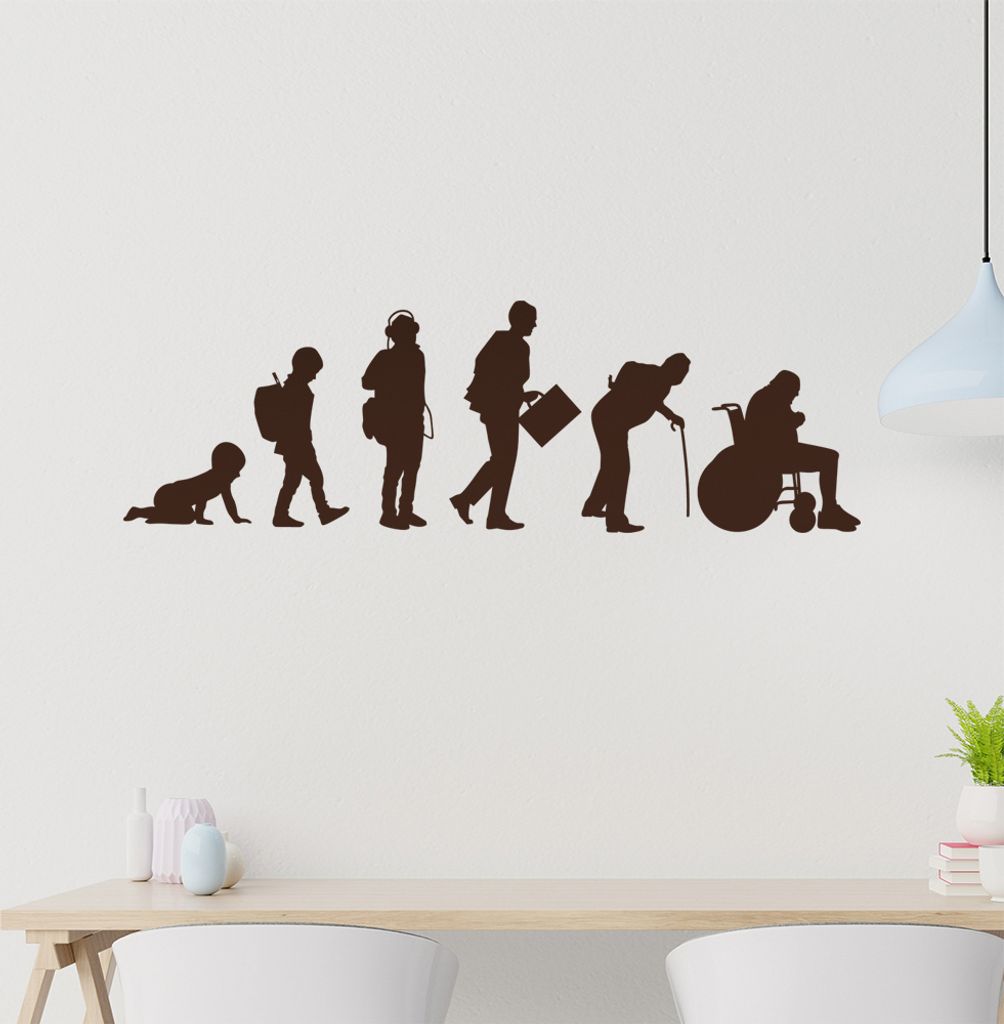 Evolution Modernes Leben Wandtattoo Wandaufkleber Wall Sticker - Dekoration, Küche, Wohnzimmer, Schlafzimmer, Badezimmer
