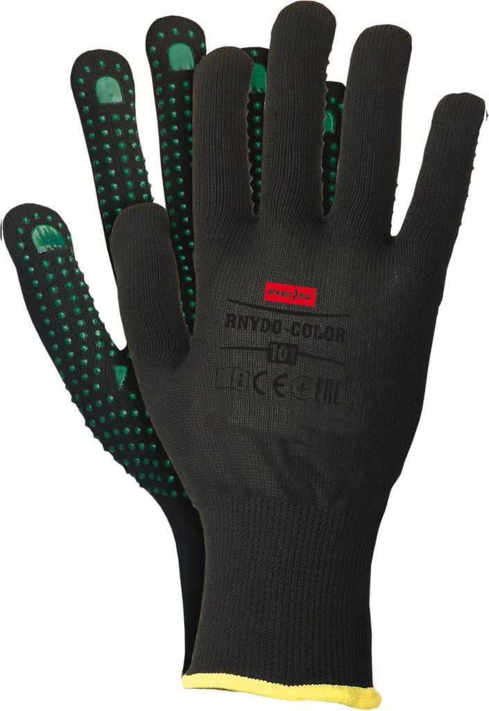 Arbeitshandschuhe mit PVC Noppen schwarz 10