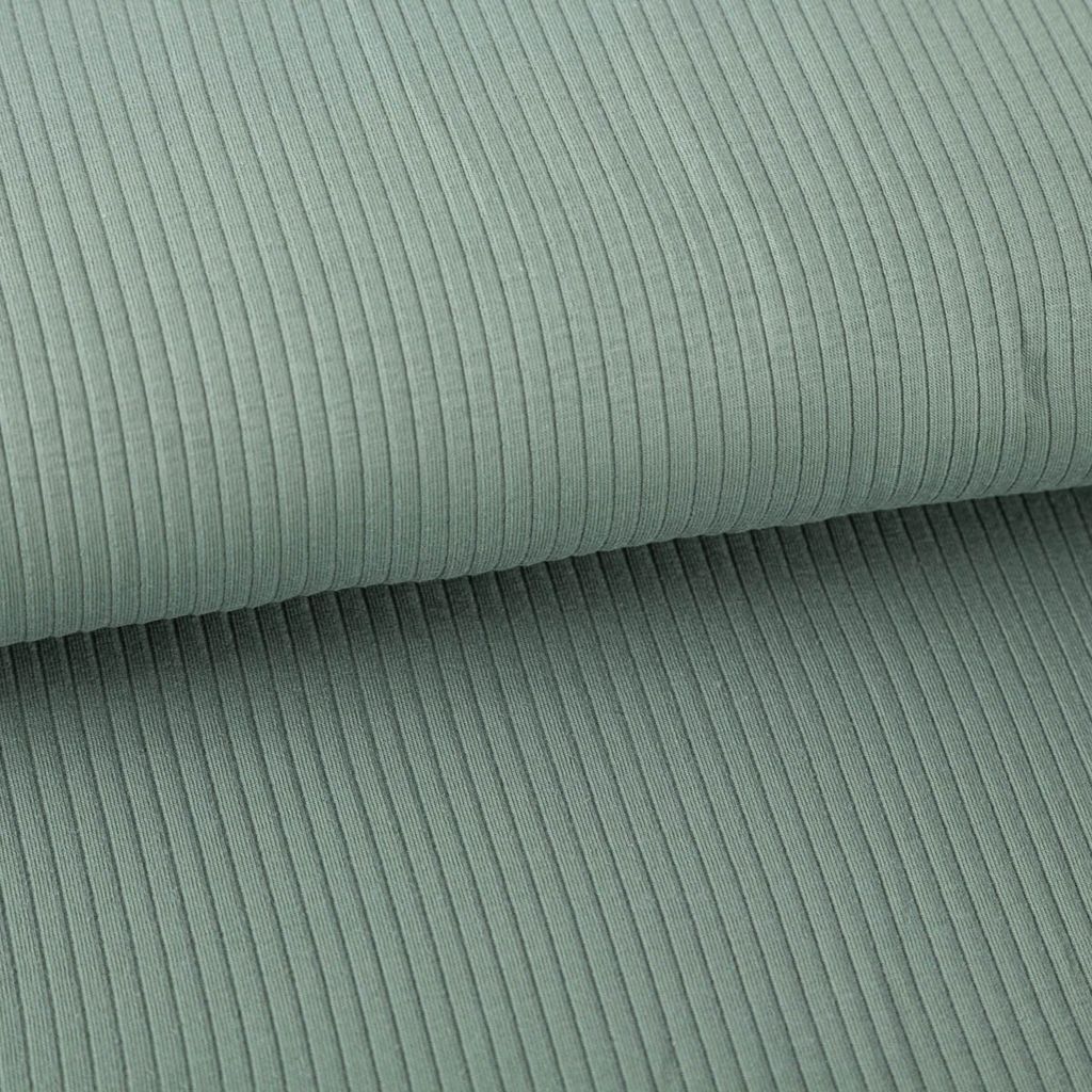 Jerseystoff Meterware Interlock Mandy gerippt einfarbig alt grün 1,40m
