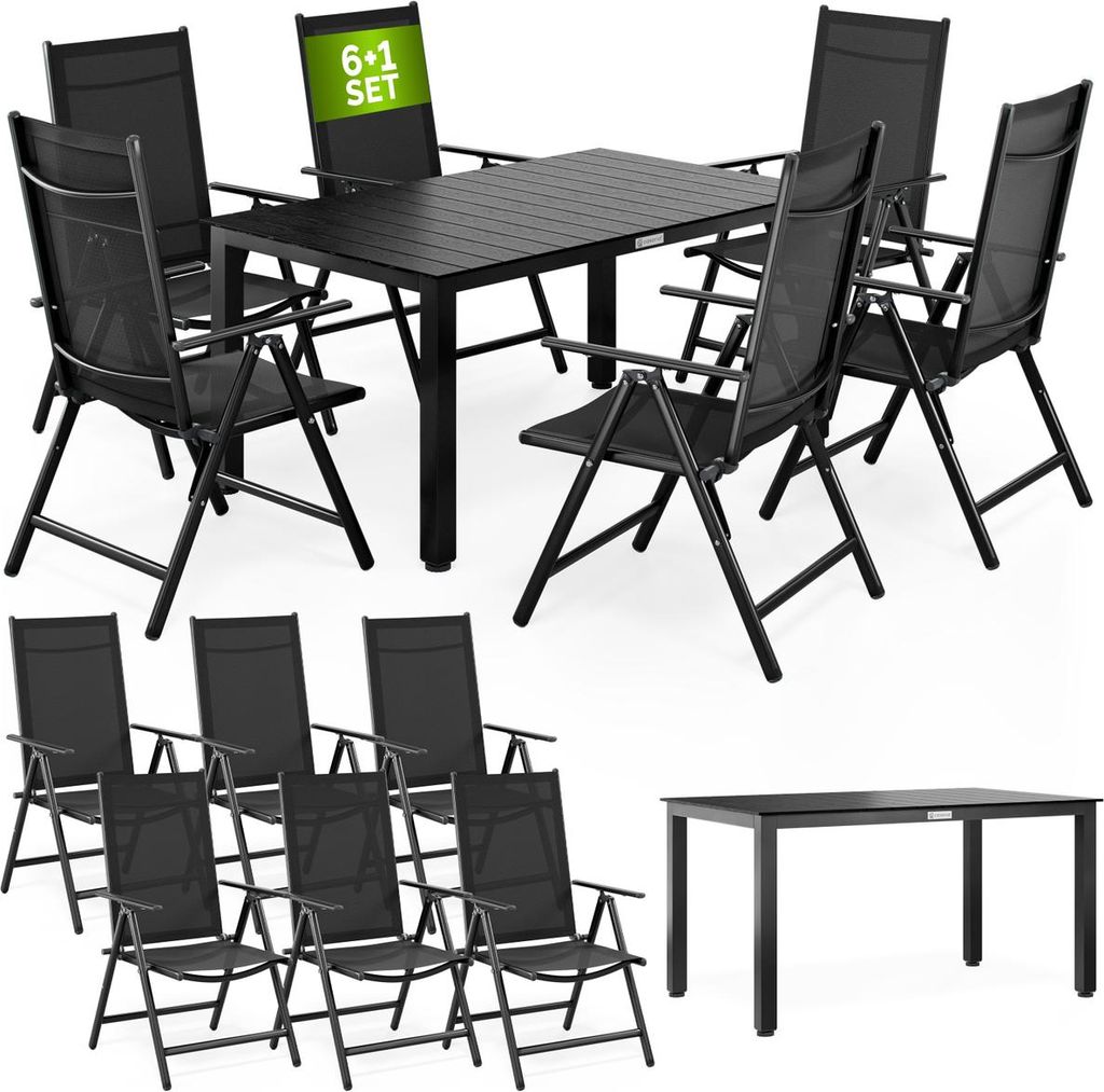 CASARIA® Gartenmöbel Set 6 Stühle mit WPC Tisch 140x80cm Produktbild 