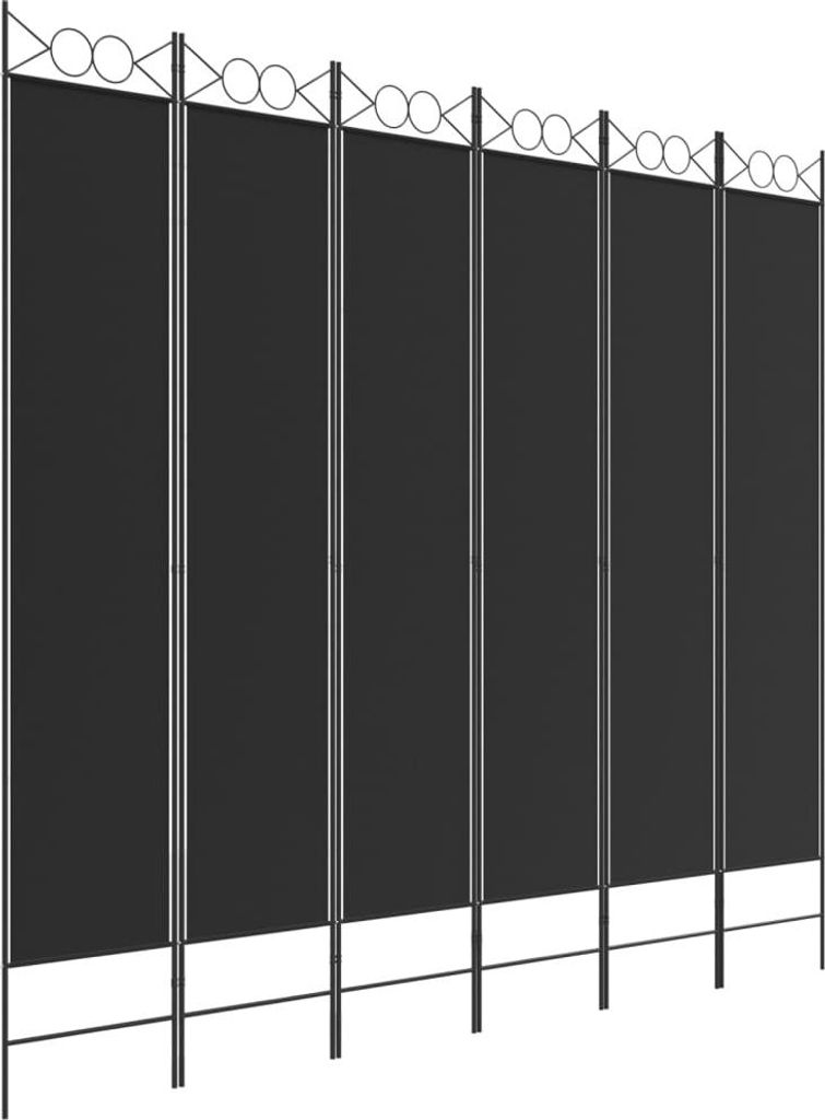 vidaXL 6-tlg. Paravent Schwarz 240x220 cm Stoff