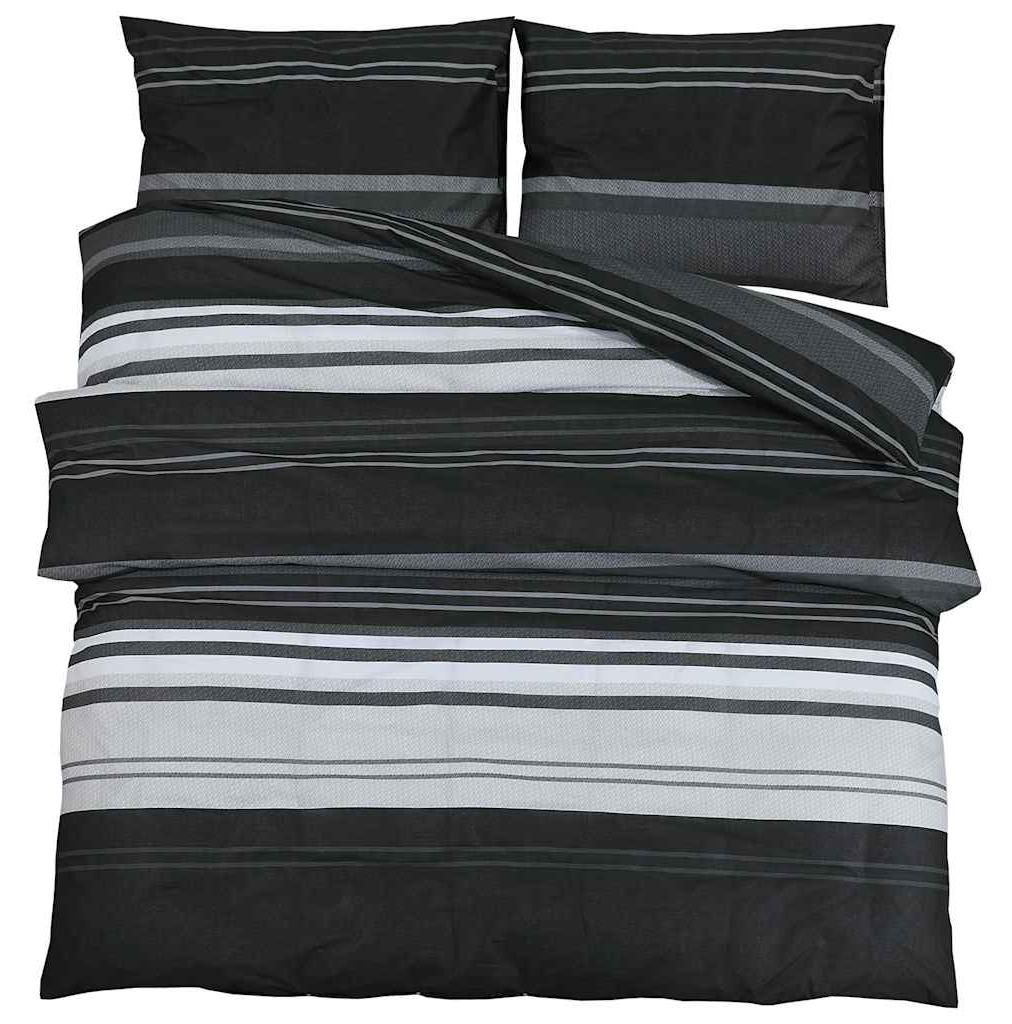 vidaXL Bettwäsche-Set Schwarz und Weiß 140x200 cm Baumwolle
