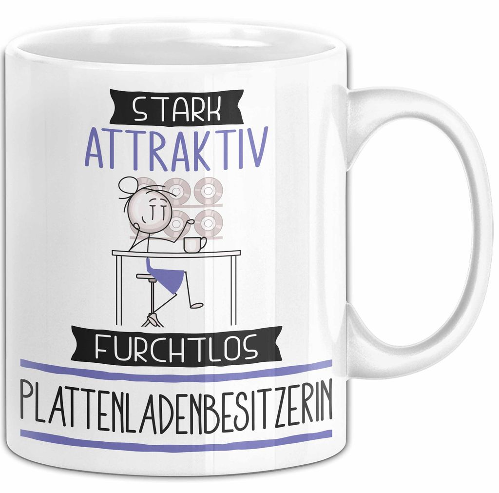 Plattenladenbesitzerin Tasse Geschenk Becher Stark Attraktiv Furchtlos Plattenladenbesitzerin Lustige Geschenkidee (Weiß)