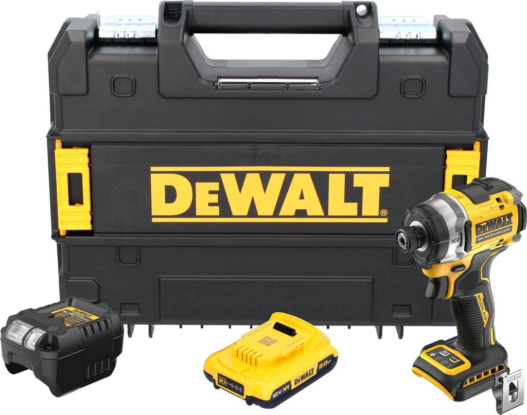 DeWalt DCF 860 D1T Akku Schlagschrauber 18 V 282 Nm 1/4" Brushless + 1x Akku 2,0 Ah + Ladegerät + TSTAK