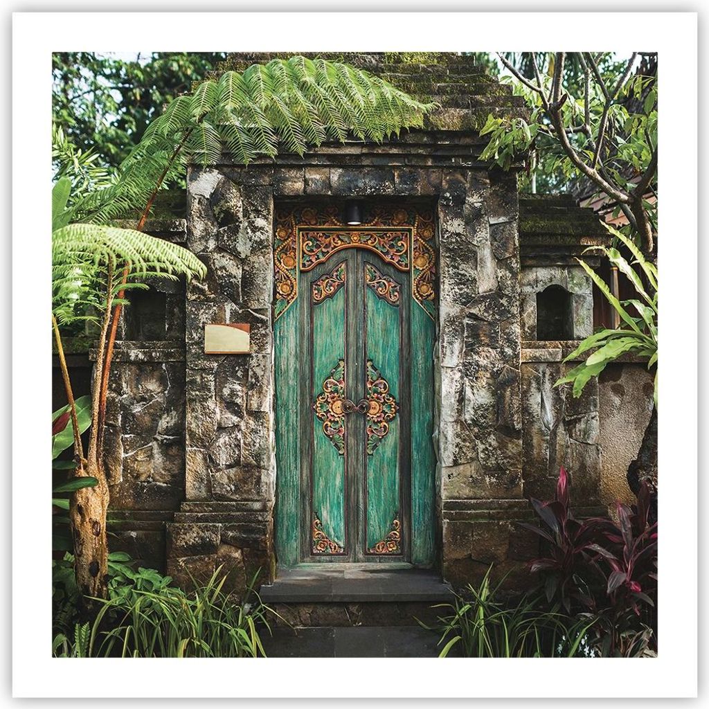 Poster - Poster ohne Rahmen - Tor Tür Grün - 60x60 cm - Wand Bild - Wanddeko - Wandbilder - Kunstposter - Wandposter - Bilder - Kunstdruck - Wand...
