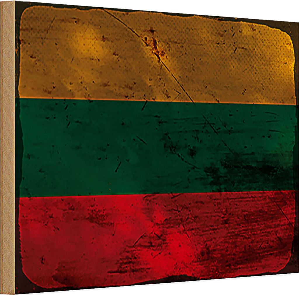 Holzschild Flagge Litauen 30x20cm Flag of Lithuania Rost