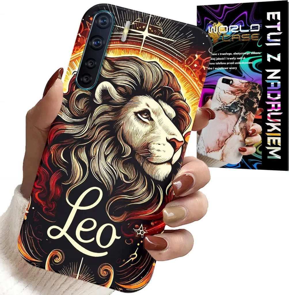 Custodia per Oppo A91 - Leone, segno zodiacale astronomico, custodia + vetro