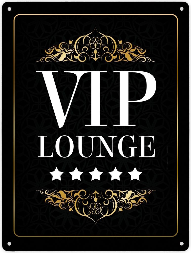 VIP-Lounge Metallschild XXL Schild Blechschild Aluminiumschild Emailleschild