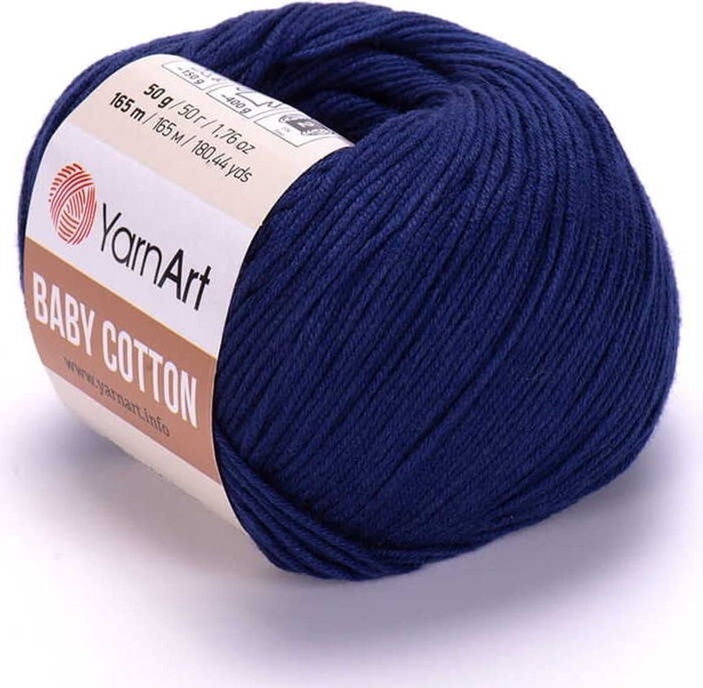 YarnArt Baby Baumwolle Wolle 50g 165m - Dunkelblau/Granit, Produktbild 