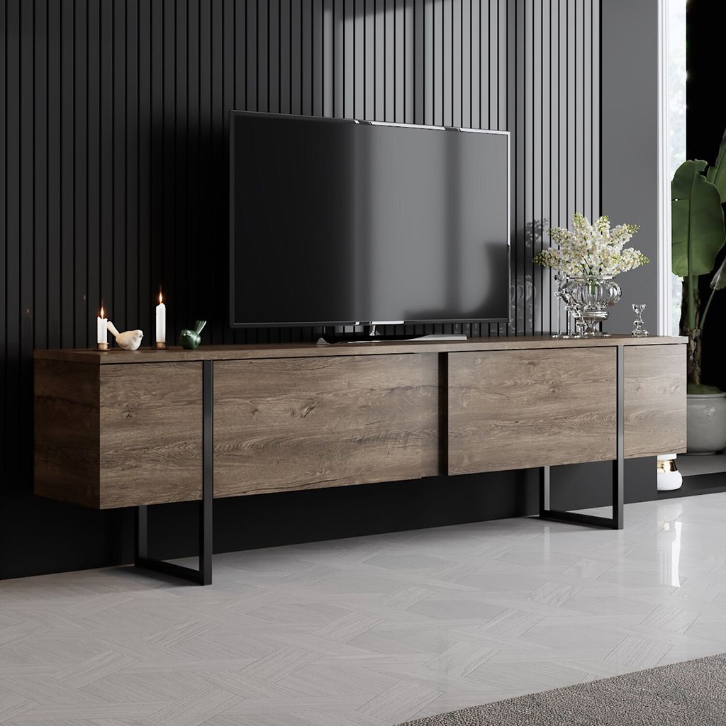 Skye Decor, Luxe - Walnut, Black, Fernsehtisch, Nussbaum, Produktbild 1