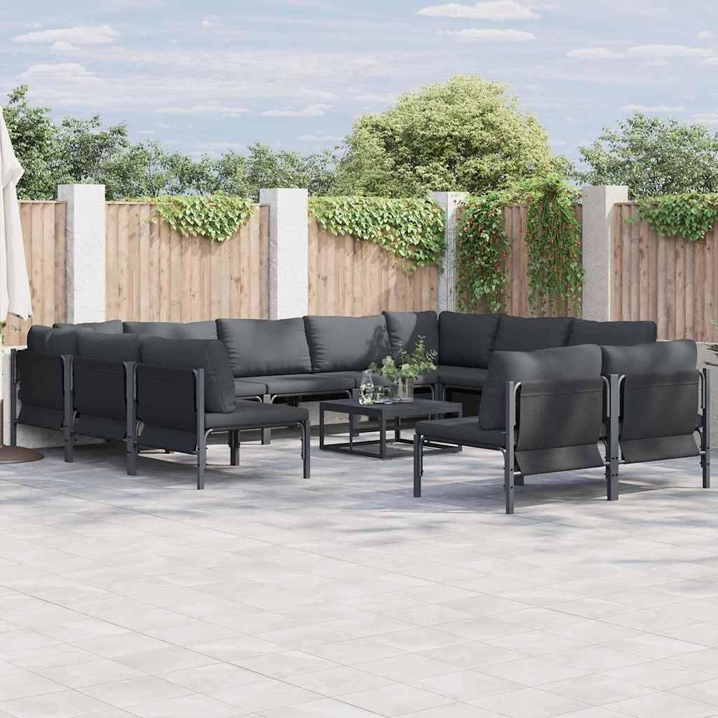 Garten-Sofa-Set 12 pcs Anthrazit Stahl, Gartenmöbel-Sets Design Möbel Neu