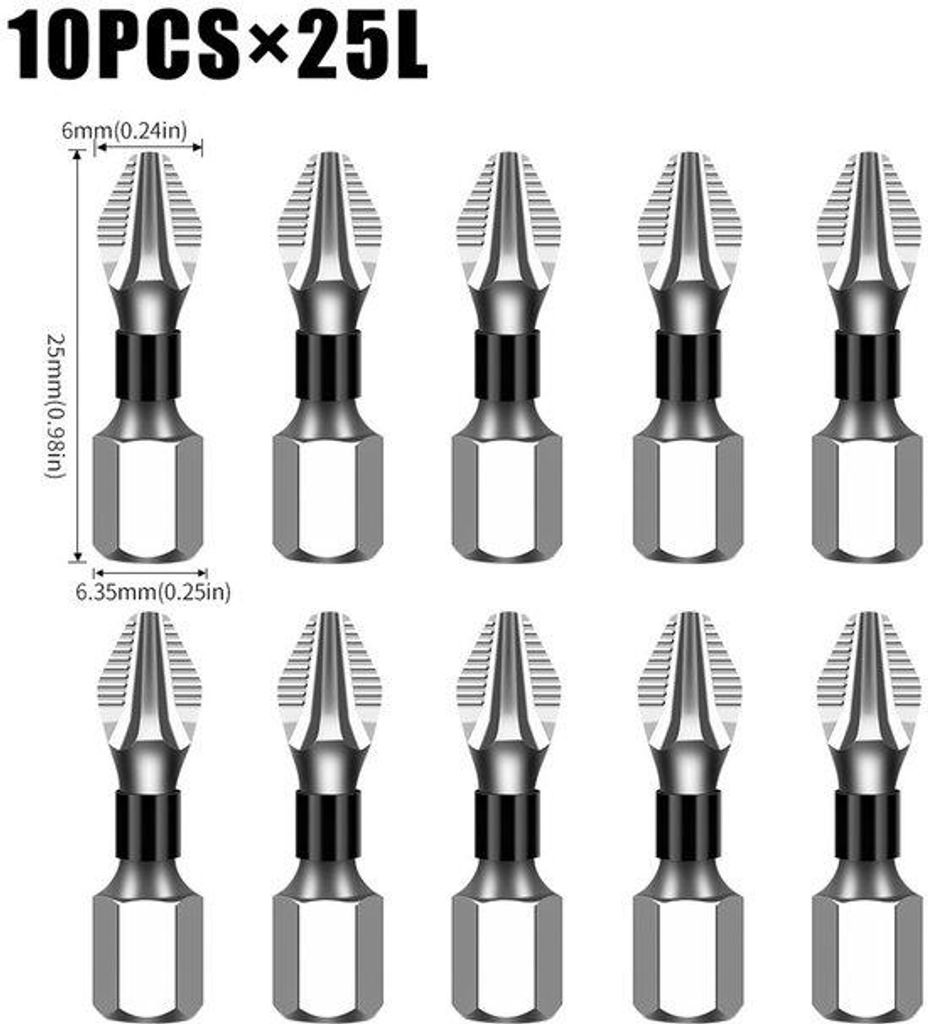Elektrisches Schraubendrehgerät-Set, extra hart, hohe Härte, schlagfest, 10-teilig, 25L.