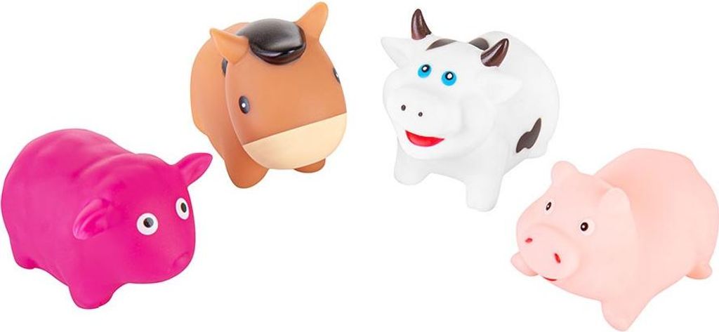 Akuku A0168 Badespielzeug Bauernhof Pferd Kuh Schaf Schwein 4 Stück