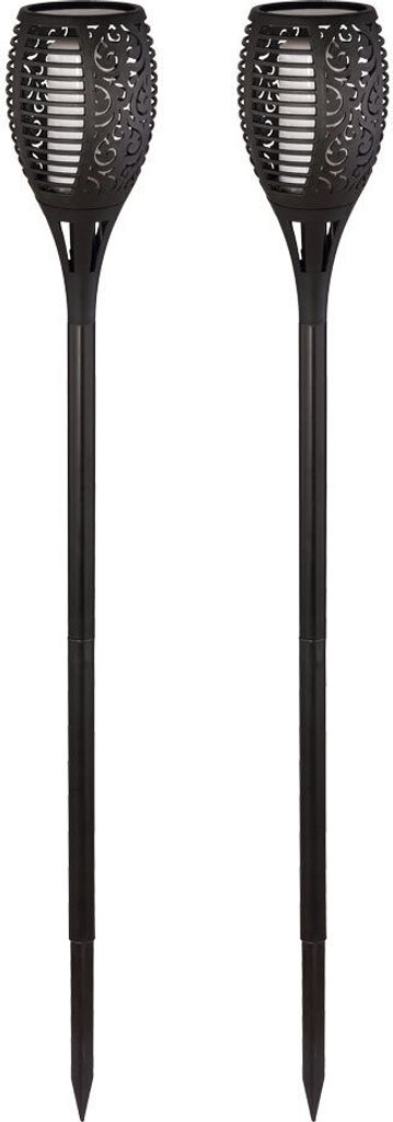 2x LED Solarleuchte, Fackel Design, Feuereffekt, H 97,5 cm